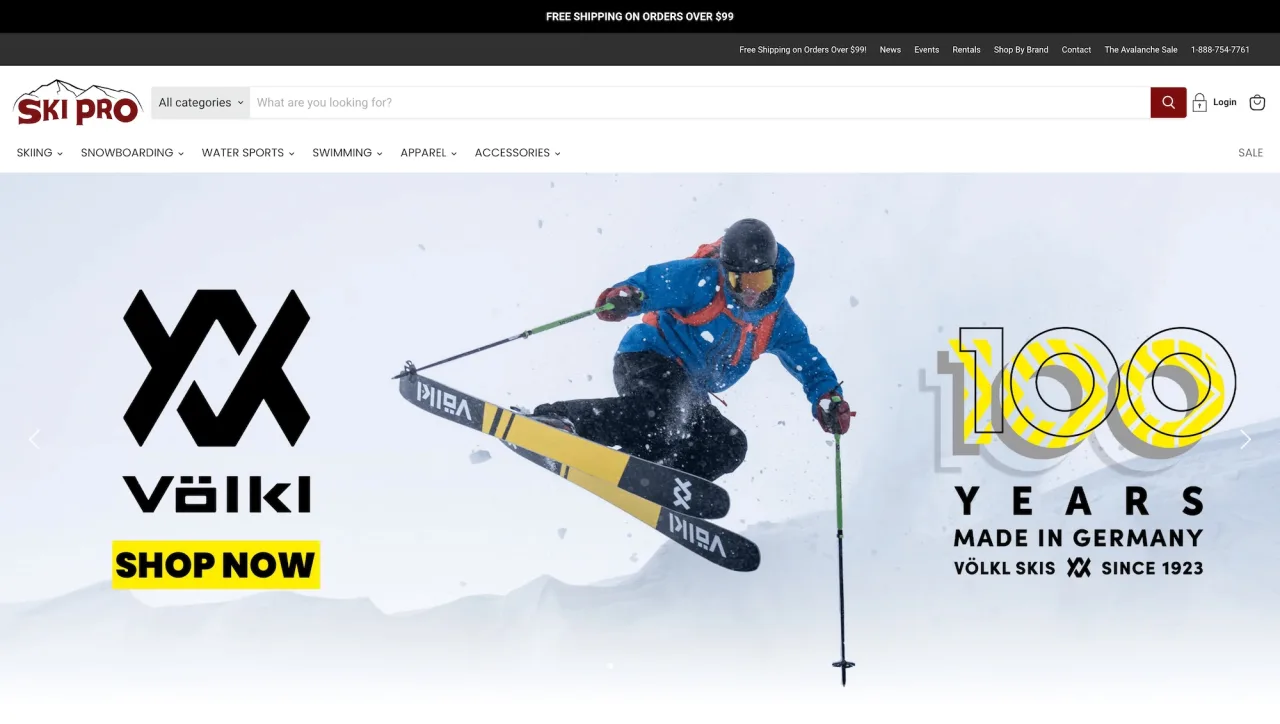 View of skipro.com homepage on desktop device