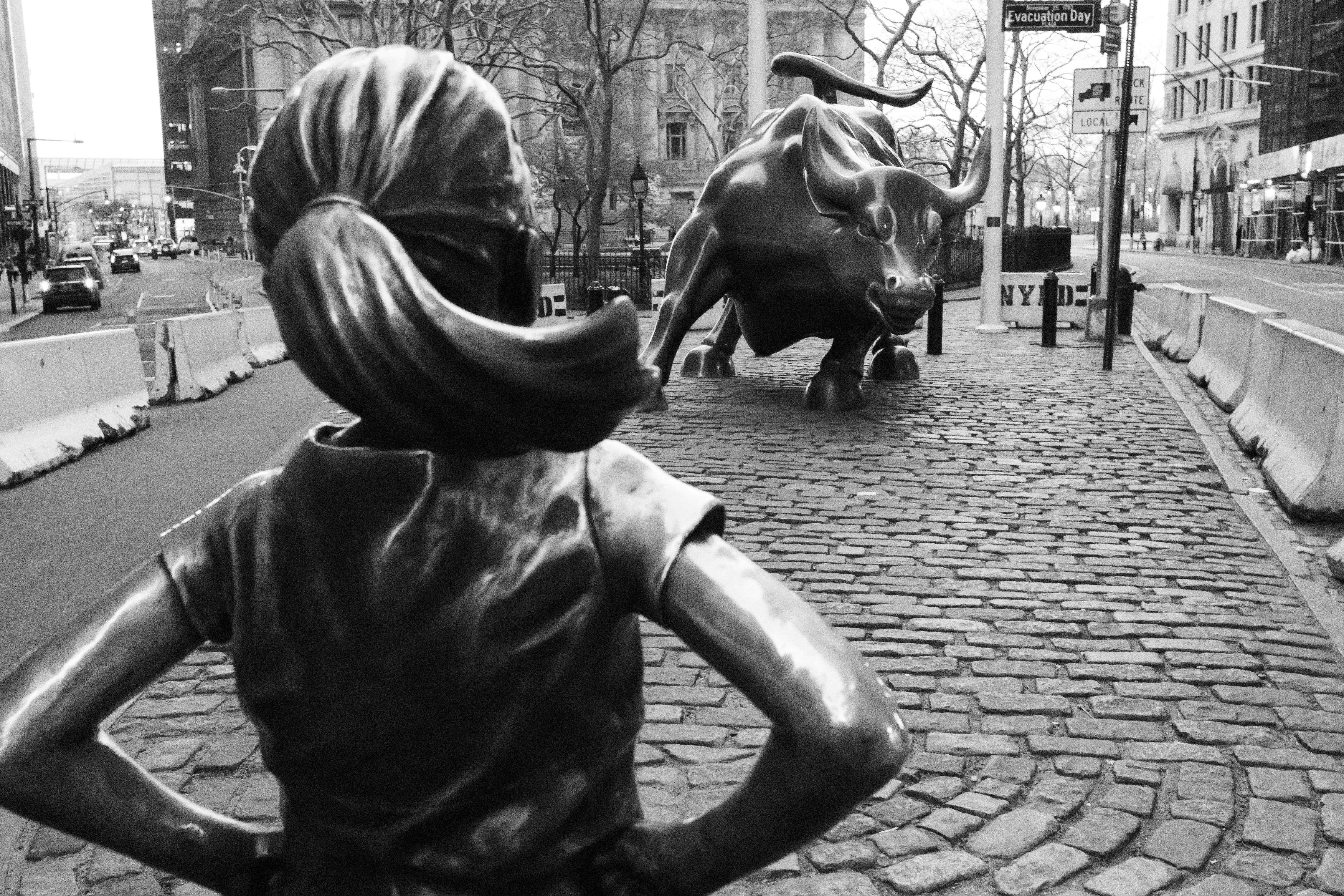 Fearless Girl is a bronze sculpture by Kristen Visbal, on Broad Street across from the New York Stock Exchange.