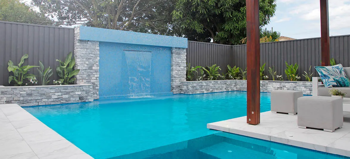 Pool with waterfall