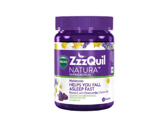 Vicks ZzzQuil Natura Sleep Supplement Strawberry Lavender Flavour 24s