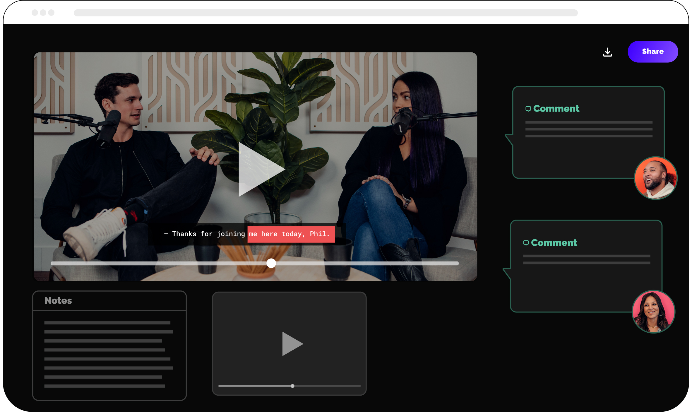 Rev's interactive transcript editor User Interface of Subtitles for videos Services for live video recording