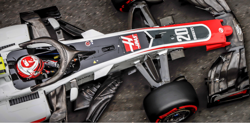 Image of Haas Automative branding on an F1 vehicle