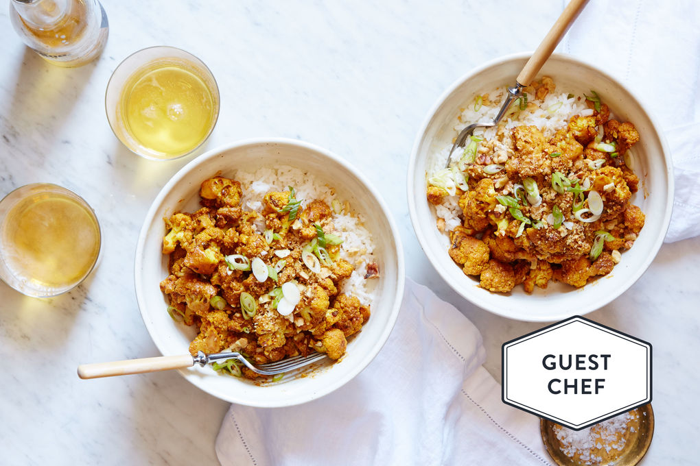 Cauliflower Curry with Walnuts and Rice