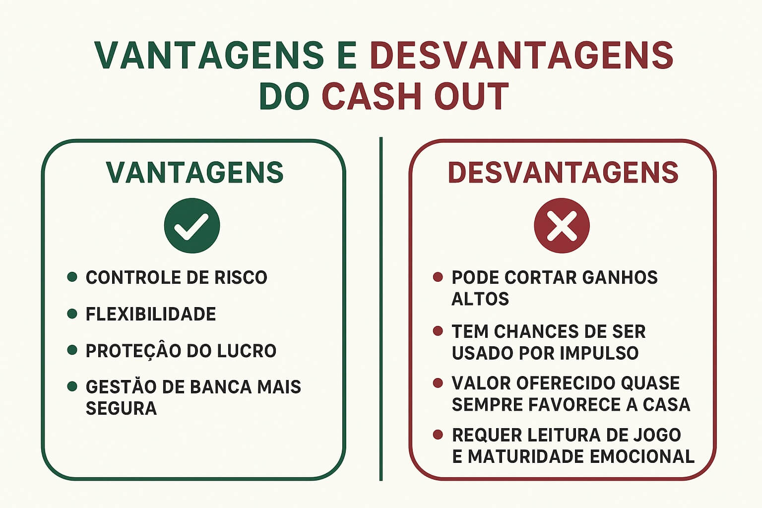 infográfico explica vantagens e desvantagens do cash out
