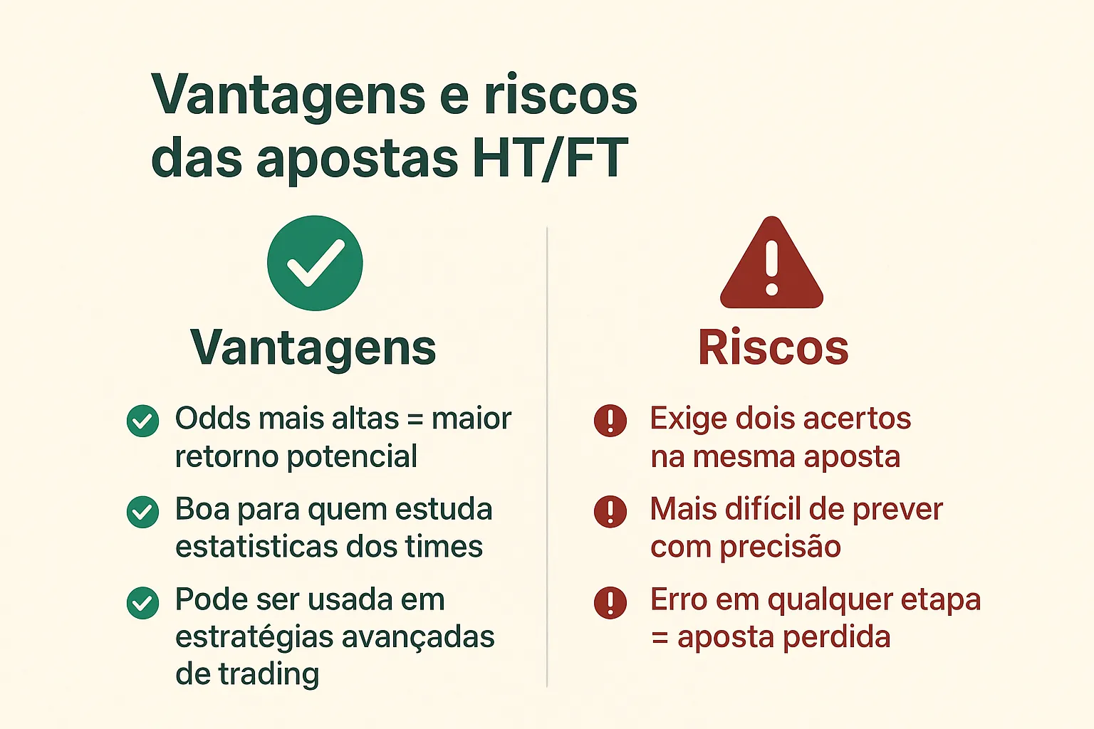 Vantagens e riscos das apostas HT FT
