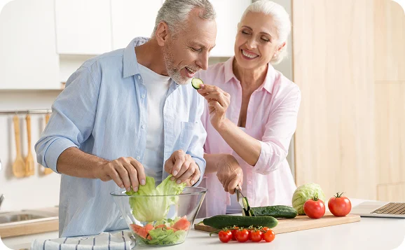 Elderly couple in the kitchen
