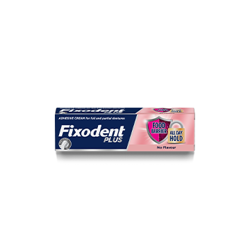 Fixodent PLUS Food Barrier Denture Adhesive UK PDP CARD IMAGE