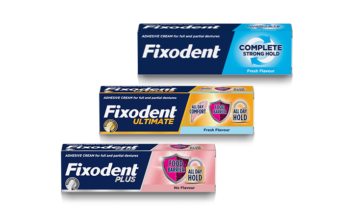 View our full line-up of Fixodent denture adhesives