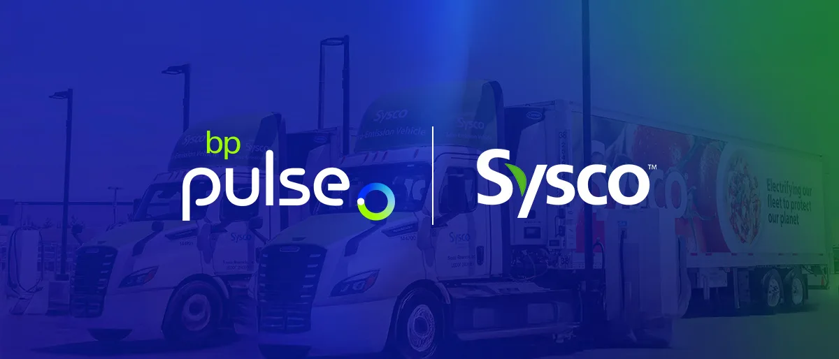 bp pulse and Sysco logos sit side by side on a blue and green background.