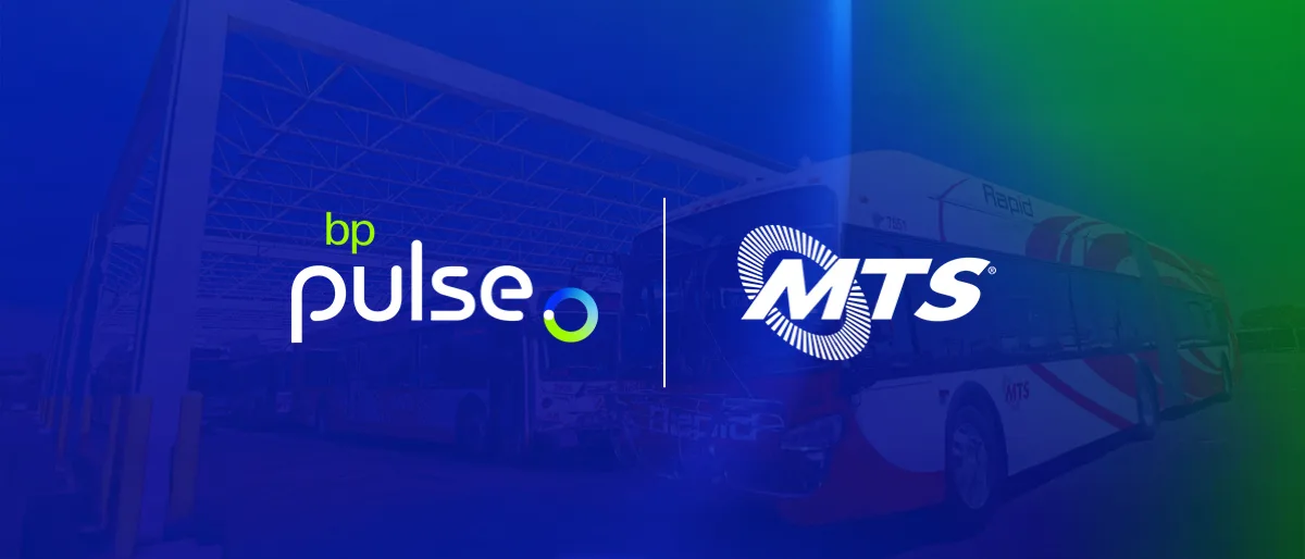 bp pulse and MTS logos sit alongside each other on a blue and green background.