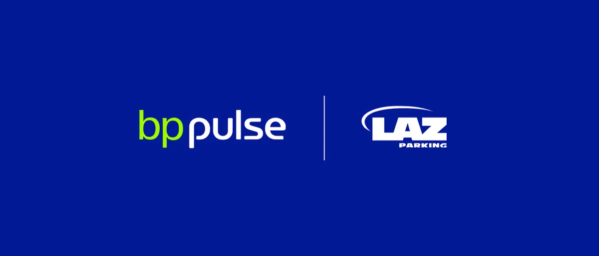 bp pulse and LAZ parking logos are next to each other on a blue background. 