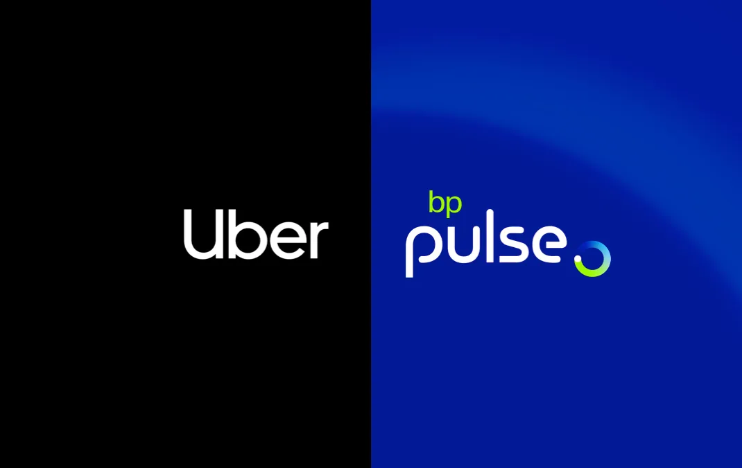 Uber and bp pulse logos.