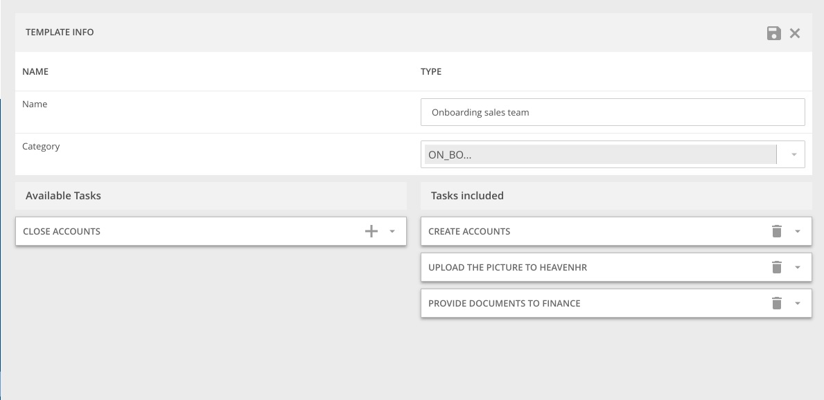 Define templates for onboarding