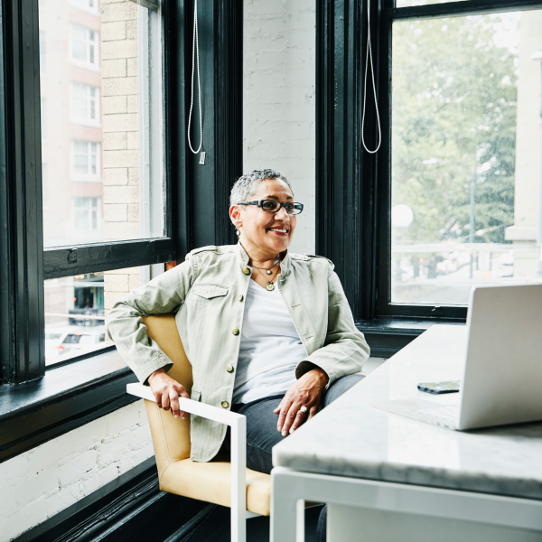 Woman sitting in office