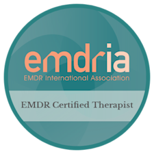EMDRIA badge certifying Laura Wood as an EMDR therapist