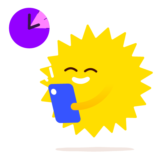 Sun character with time of use notification
