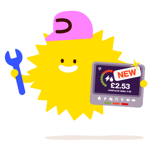 Sun character installing new smart meter