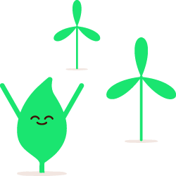 Leaf with wind turbines illustration for the renewable energy page