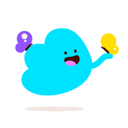 Happy Cloud character with butterflies