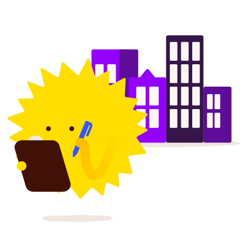 Sun character making a checklist for businesses