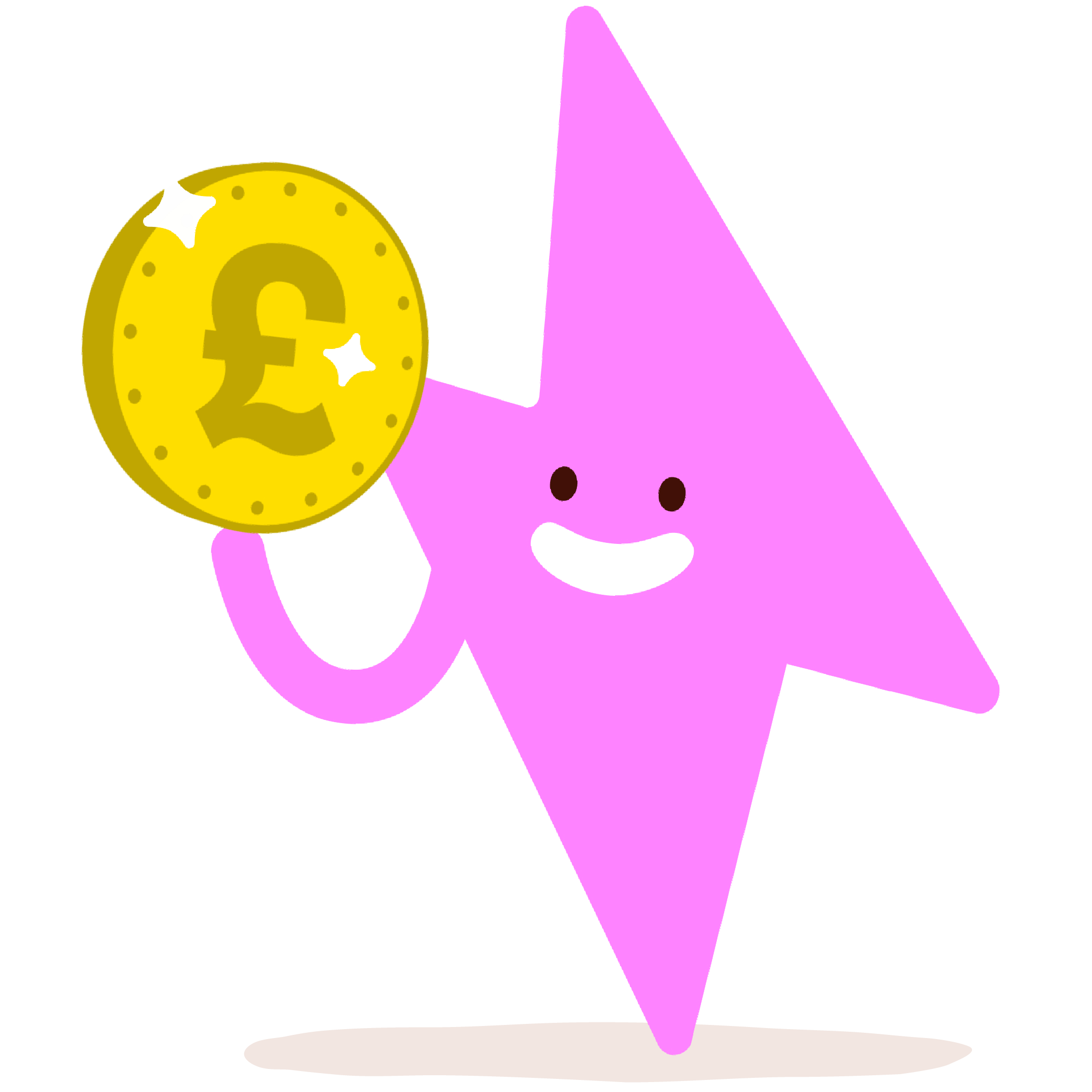 Flash character holding a golden pound coin.