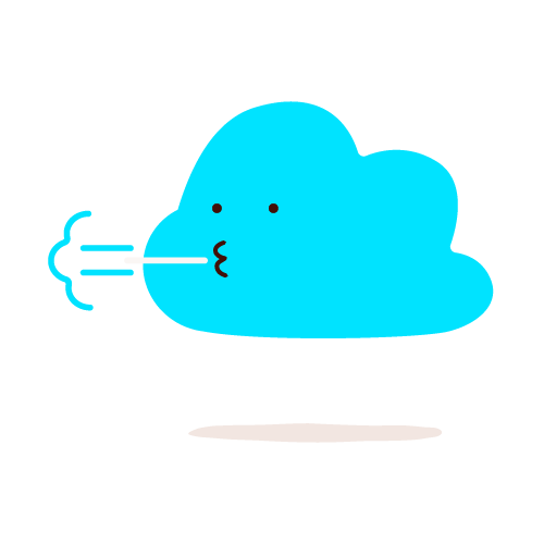 Cloud character blowing wind
