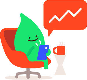 Leaf character sitting in a chair