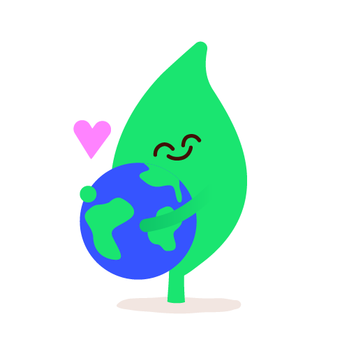 Leaf character hugging planet earth