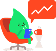 Leaf on a phone with a hot drink