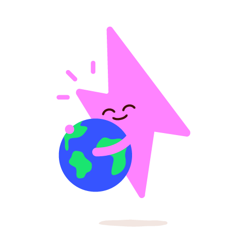 Flash character hugging planet earth