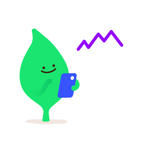 Leaf character on a smart phone looking at SME price alert