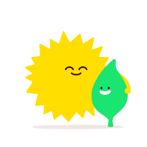 Sun with arm around Leaf character