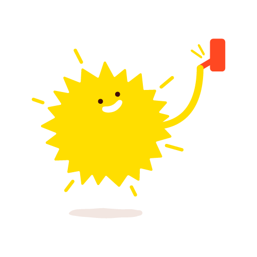 Sun character with reaching for a light switch