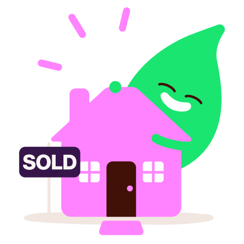 Leaf character with sold sign house