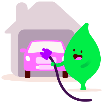 Leaf charging car illustration for EV charge time guide