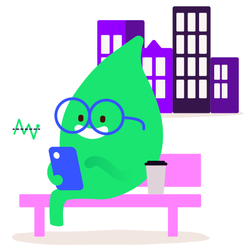 Leaf character on a bench looking at SME prices