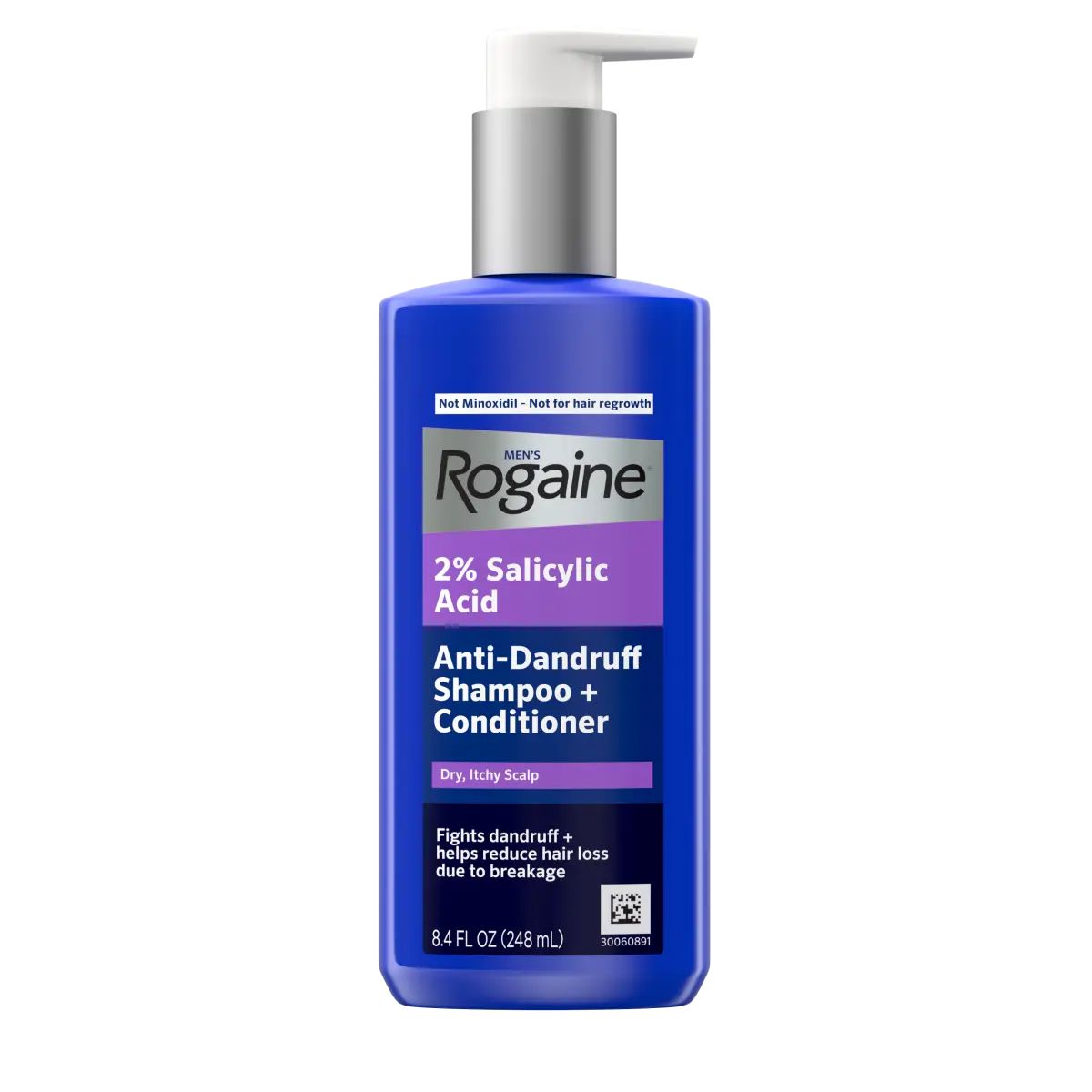 Men's ROGAINE® 2% Salicylic Acid Anti-Dandruff Shampoo + Conditioner Front of Pack