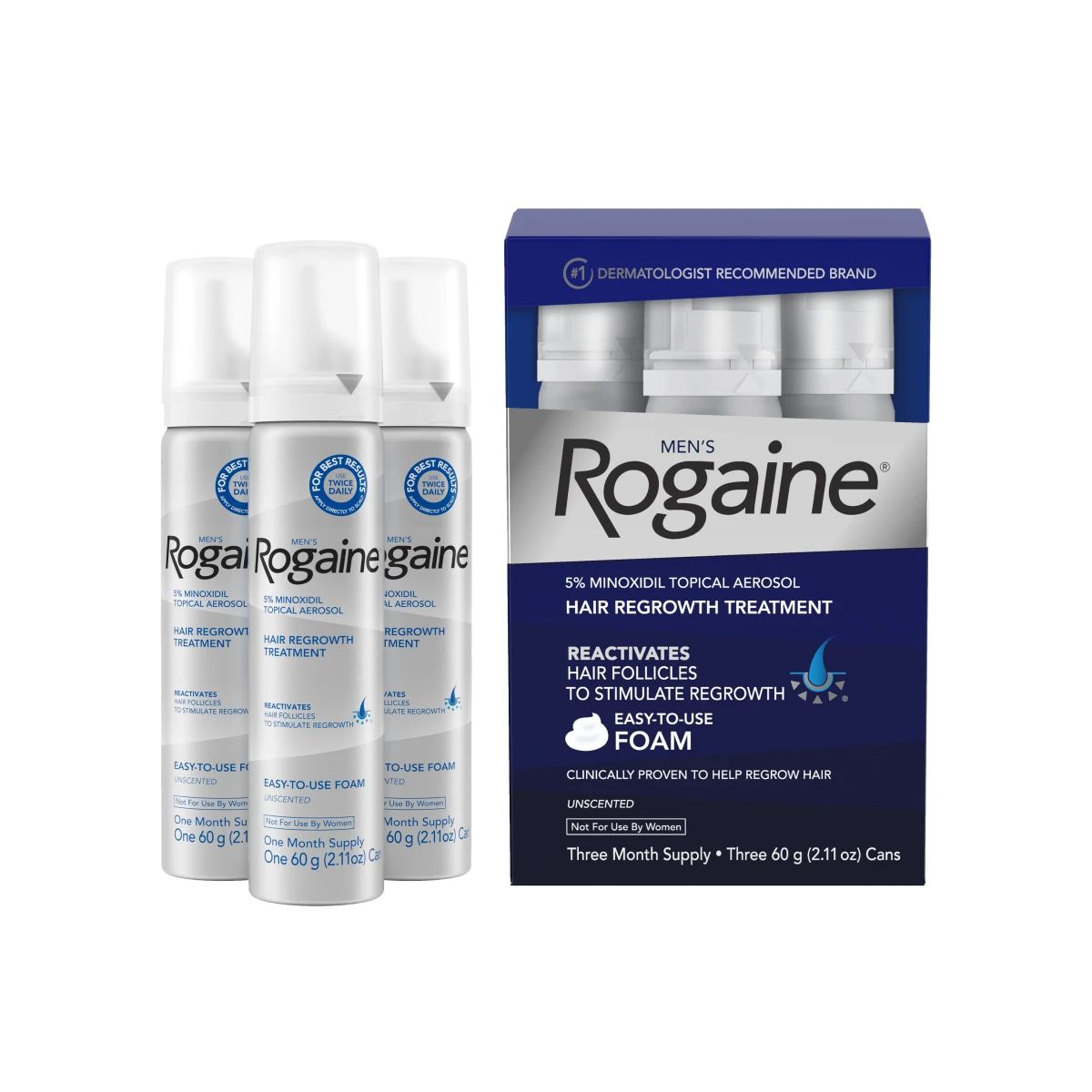 Men's ROGAINE® 5% Minoxidil Unscented Foam