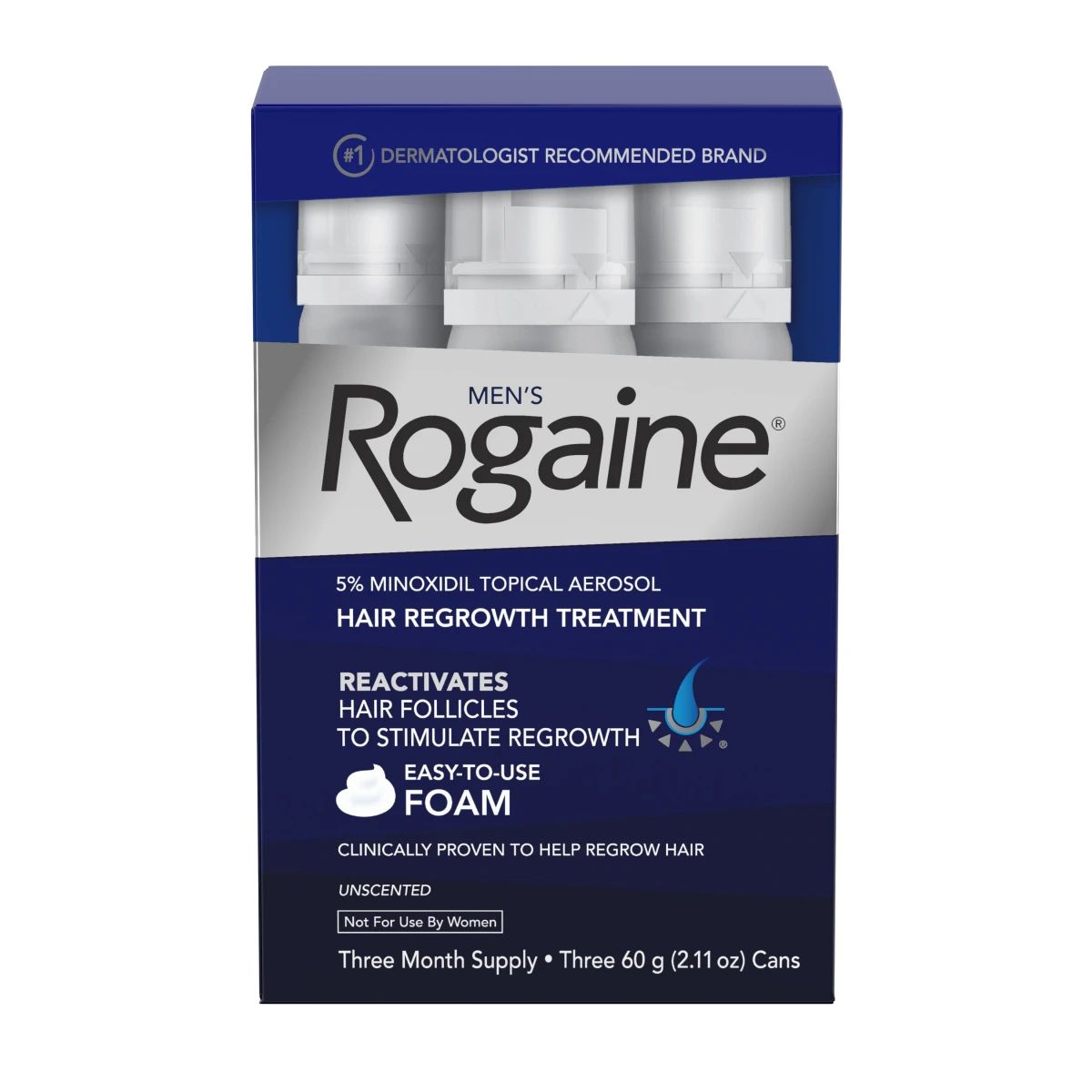 Men's ROGAINE® Foam Solution on a white background.