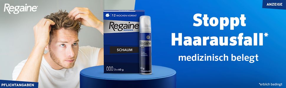 Regaine Männer Schaum – Stoppt erblich bedingen Haarausfall und regt Haarwachstum an.