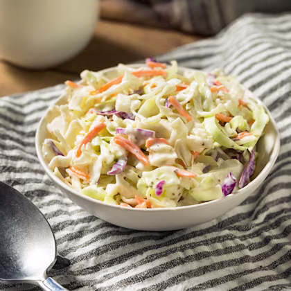 Bowl of three cabbage coleslaw
