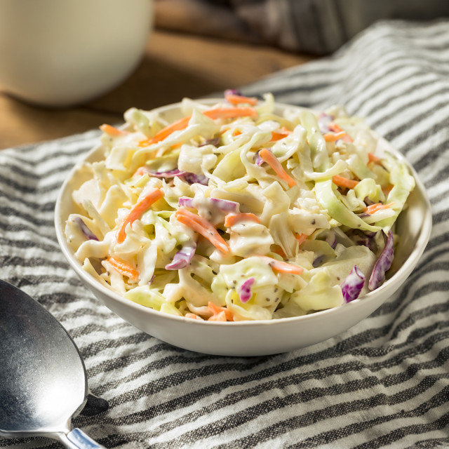 Bowl of three cabbage coleslaw