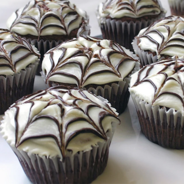 Image Recipe Chocolate Spider Web Cupcakes with Cream Cheese Icing