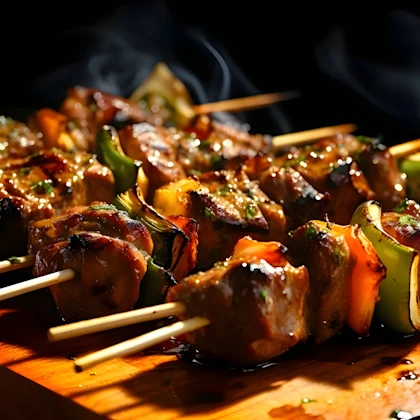 Recipe Image Spicy BBQ Beef Kabobs & Southwest Potato Skins