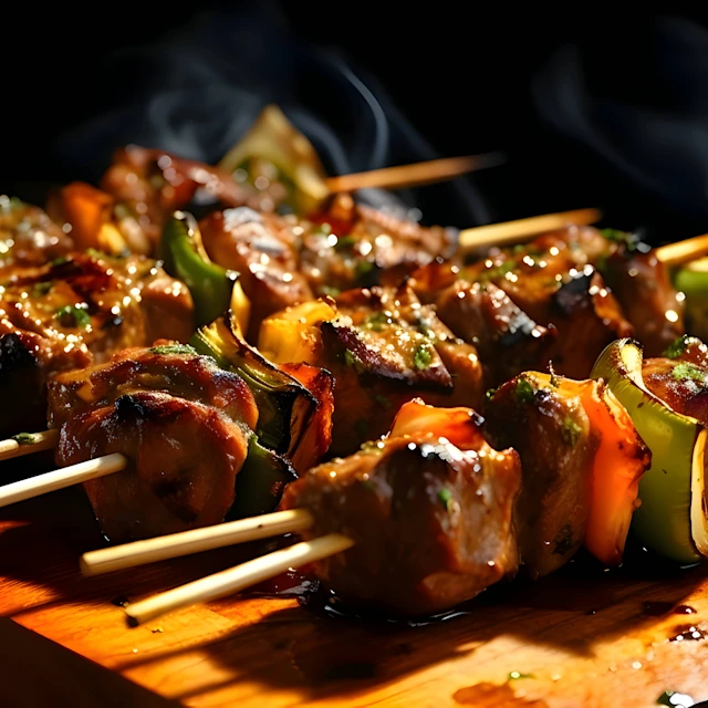 Recipe Image Spicy BBQ Beef Kabobs & Southwest Potato Skins