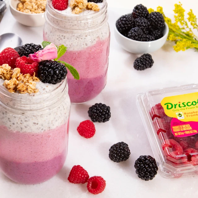 Ombre Chia Parfait with Fresh Berries