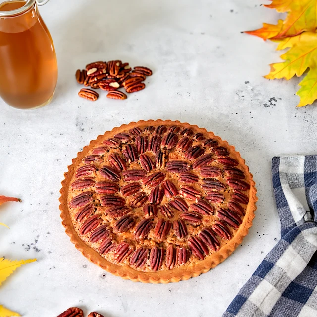 Image of an aerial view of a maple pecan pie
