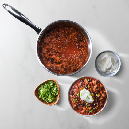 Aerial view of beef chili