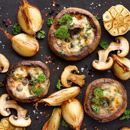 Grilled Portobello Mushrooms with garlic, herbs and spices