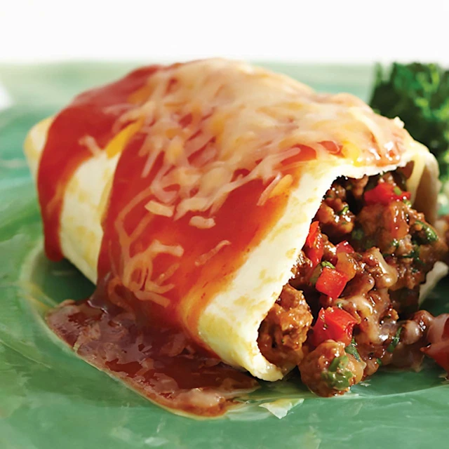 A plate of spicy chipotle beef enchiladas